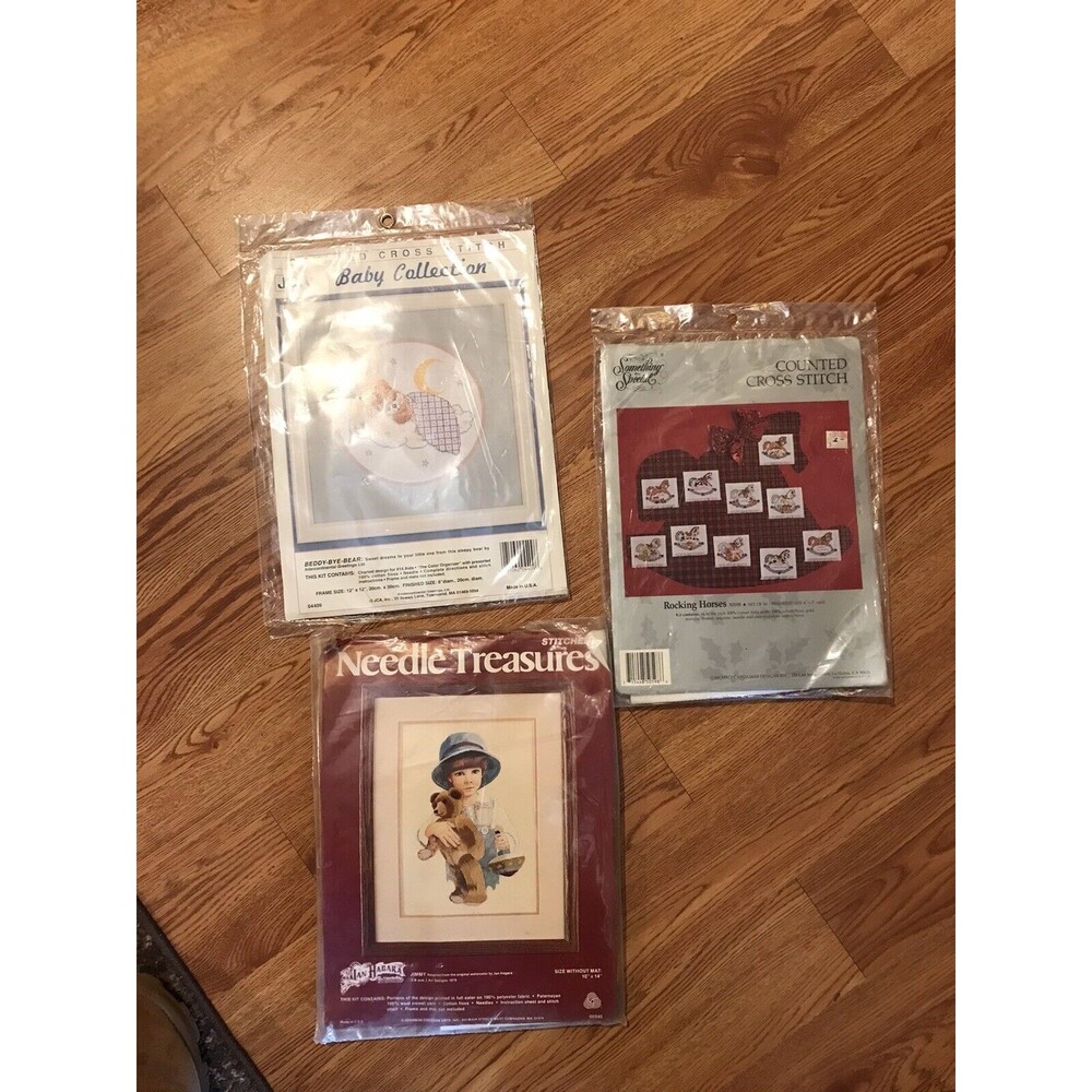 Cross Stitch Design Kits Rocking Horse, JCA Baby, Needle Treasures Lot Of 3 READ